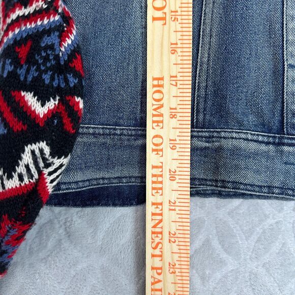 Flying Tomato Sweater Sleeve Jean Jacket Women Medium Denim Boho Hippie Festival - Picture 8 of 10